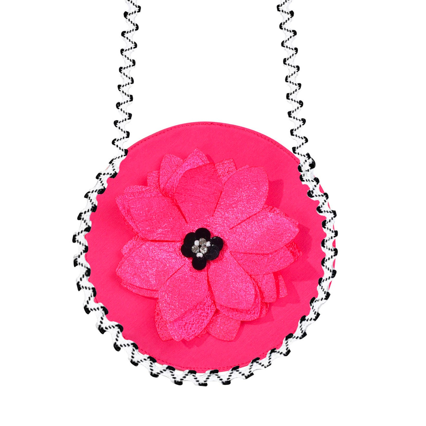 Sunny Fashion Girls Pink 3D Floral Tulle Dress with Crossbody Flower Bag