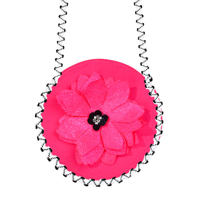 Sunny Fashion Girls Pink 3D Floral Tulle Dress with Crossbody Flower Bag