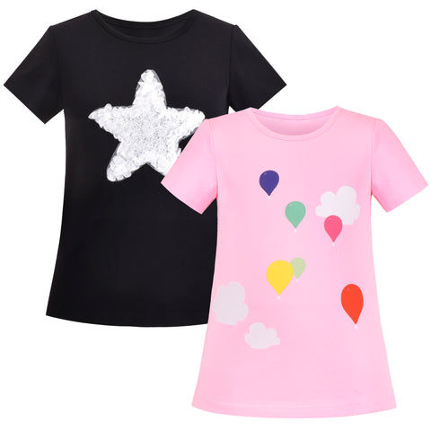 2 Packs Girls Top Tee Shirt Long Sleeve School Uniform Size 2-12 Years