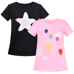 2 Packs Girls Top Tee Shirt Long Sleeve School Uniform Size 2-12 Years