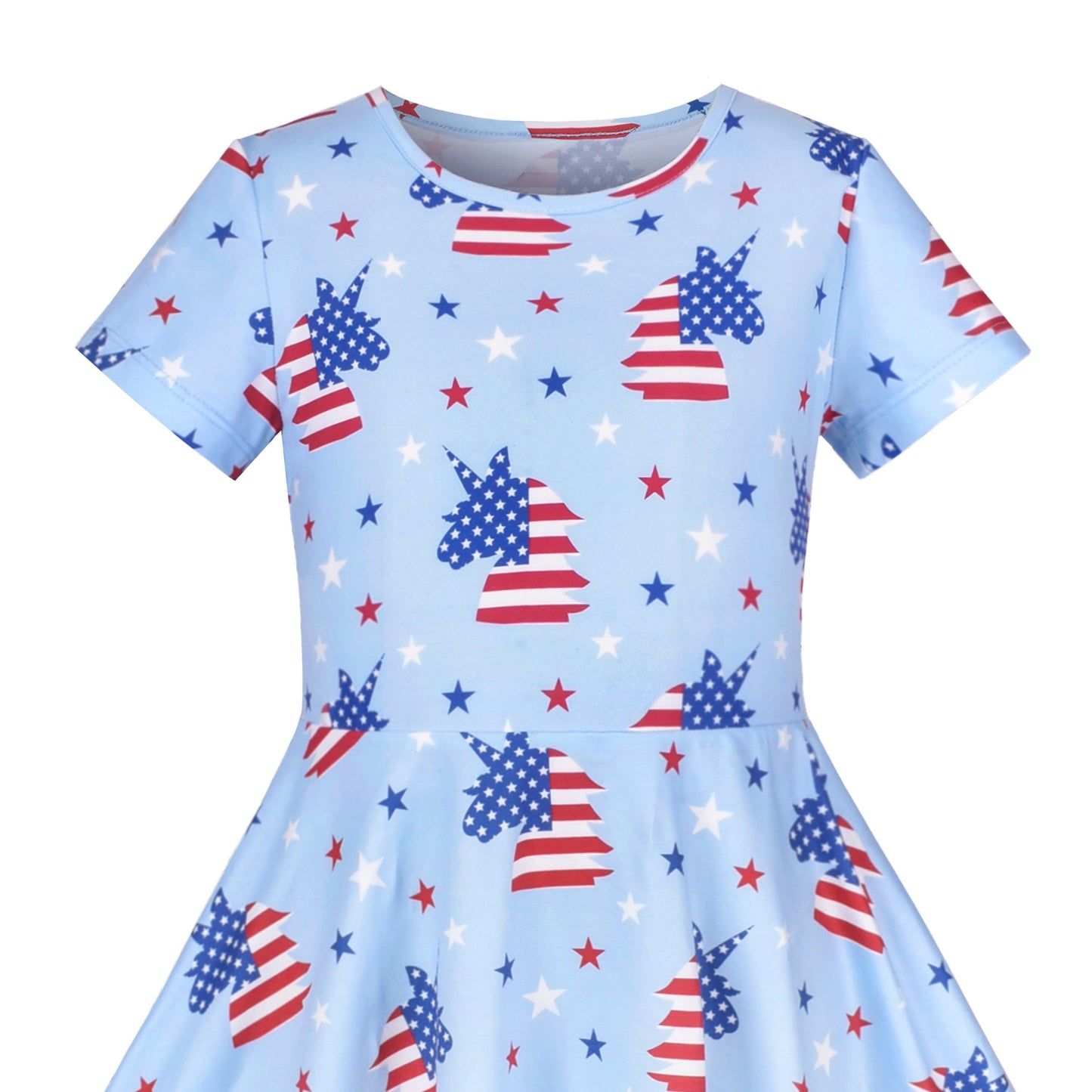 Girls Dress Unicorn Short Sleeve Casual Dress Size 4-12 Years