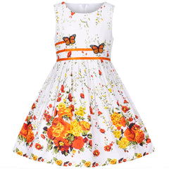 Girls Dress Rose Flower Double Bow Tie Party Size 4-12 Years