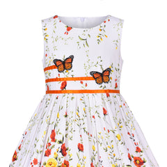 Girls Dress Rose Flower Double Bow Tie Party Size 4-12 Years
