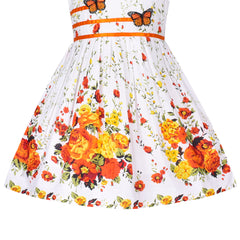 Girls Dress Rose Flower Double Bow Tie Party Size 4-12 Years