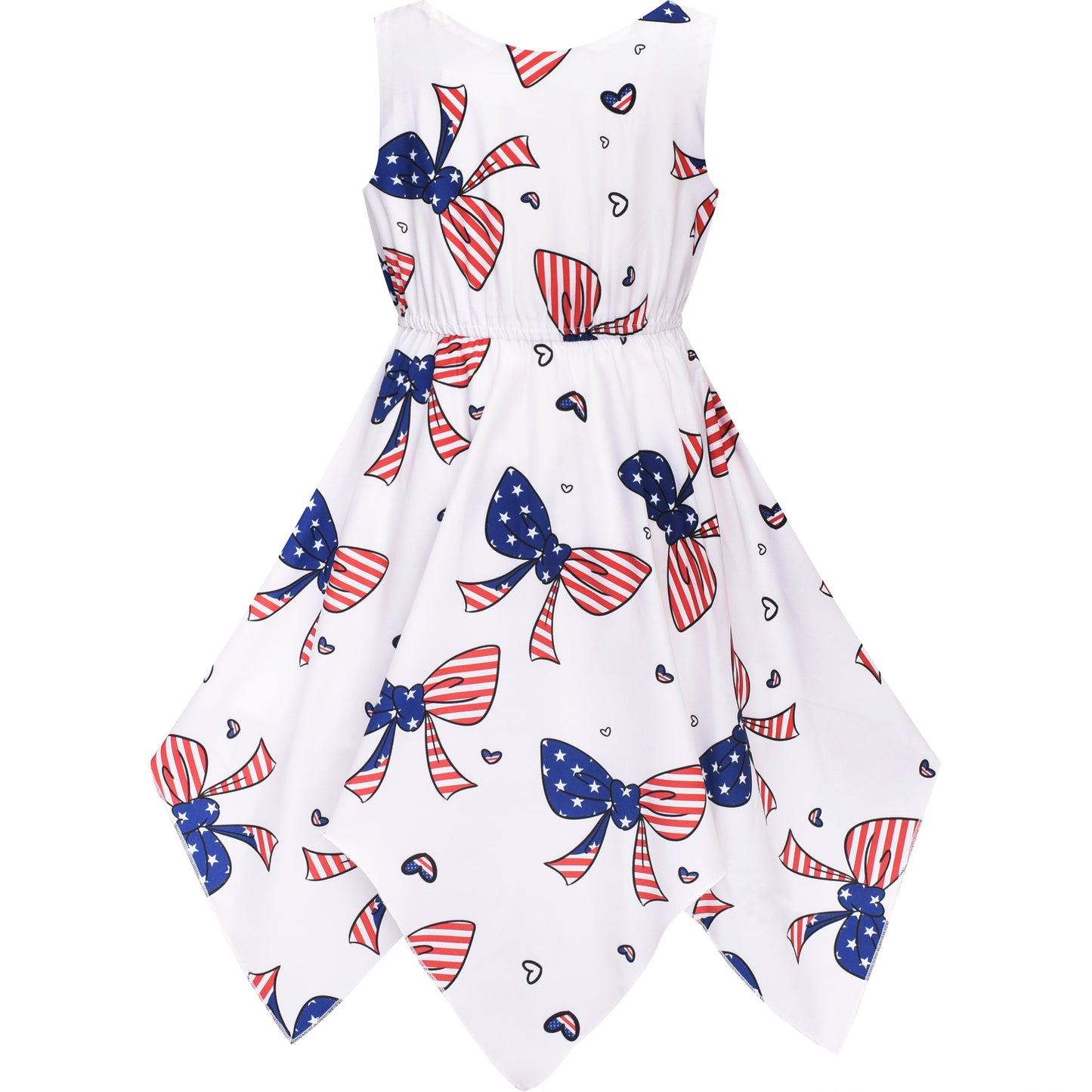 Girls Dress Flower Print Hanky Hem With Necklace Size 6-14 Years