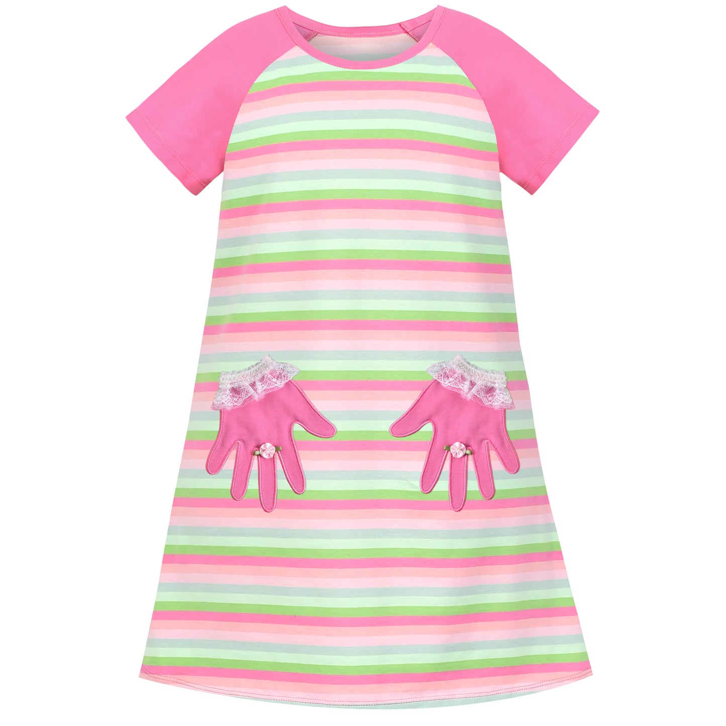 Girls Dress T-shirt Cotton Bird Embroidered Short Sleeve Size 2-8 Years