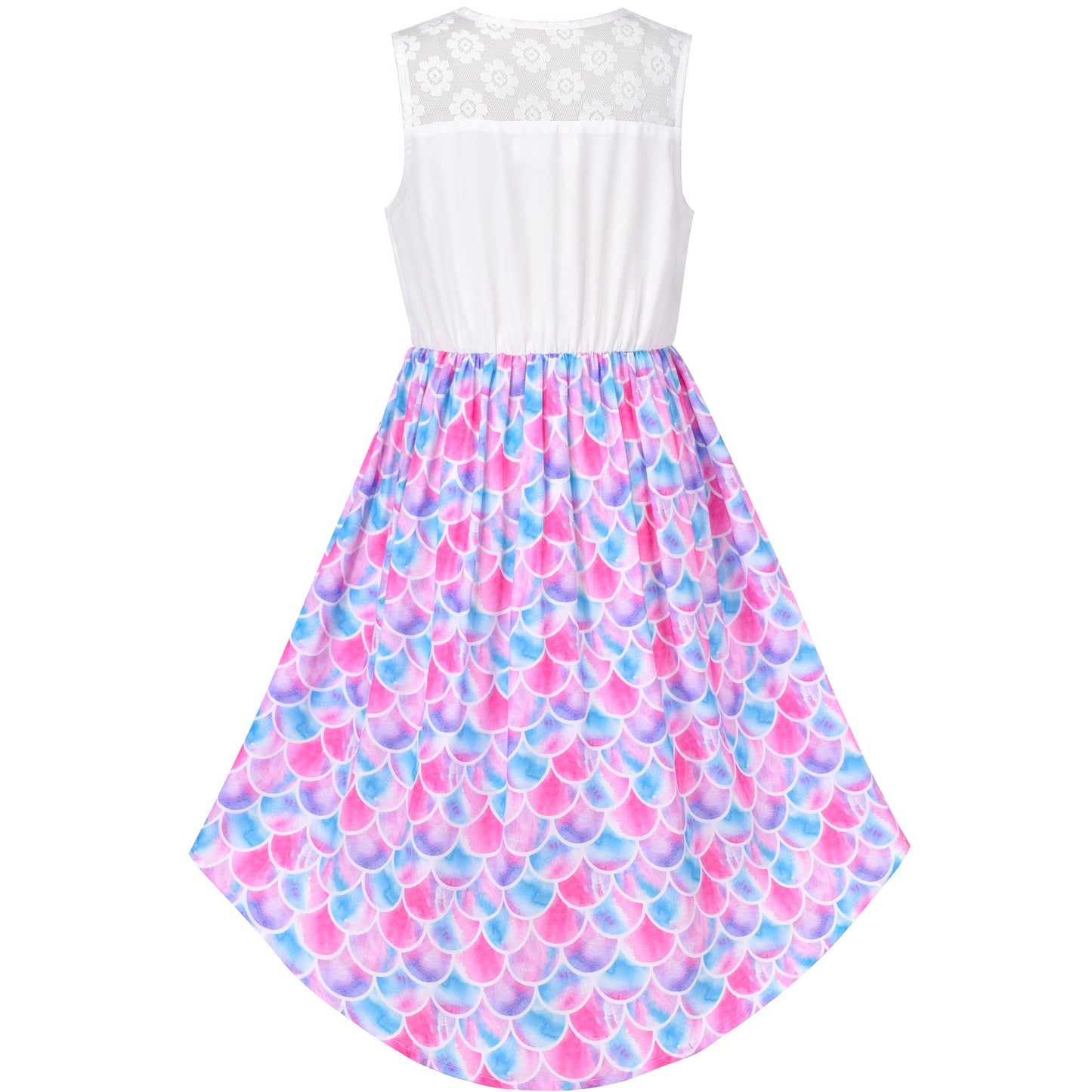 Girls Dress Chiffon Floral High-Low Tie Waist Party Princess Size 7-14 Years