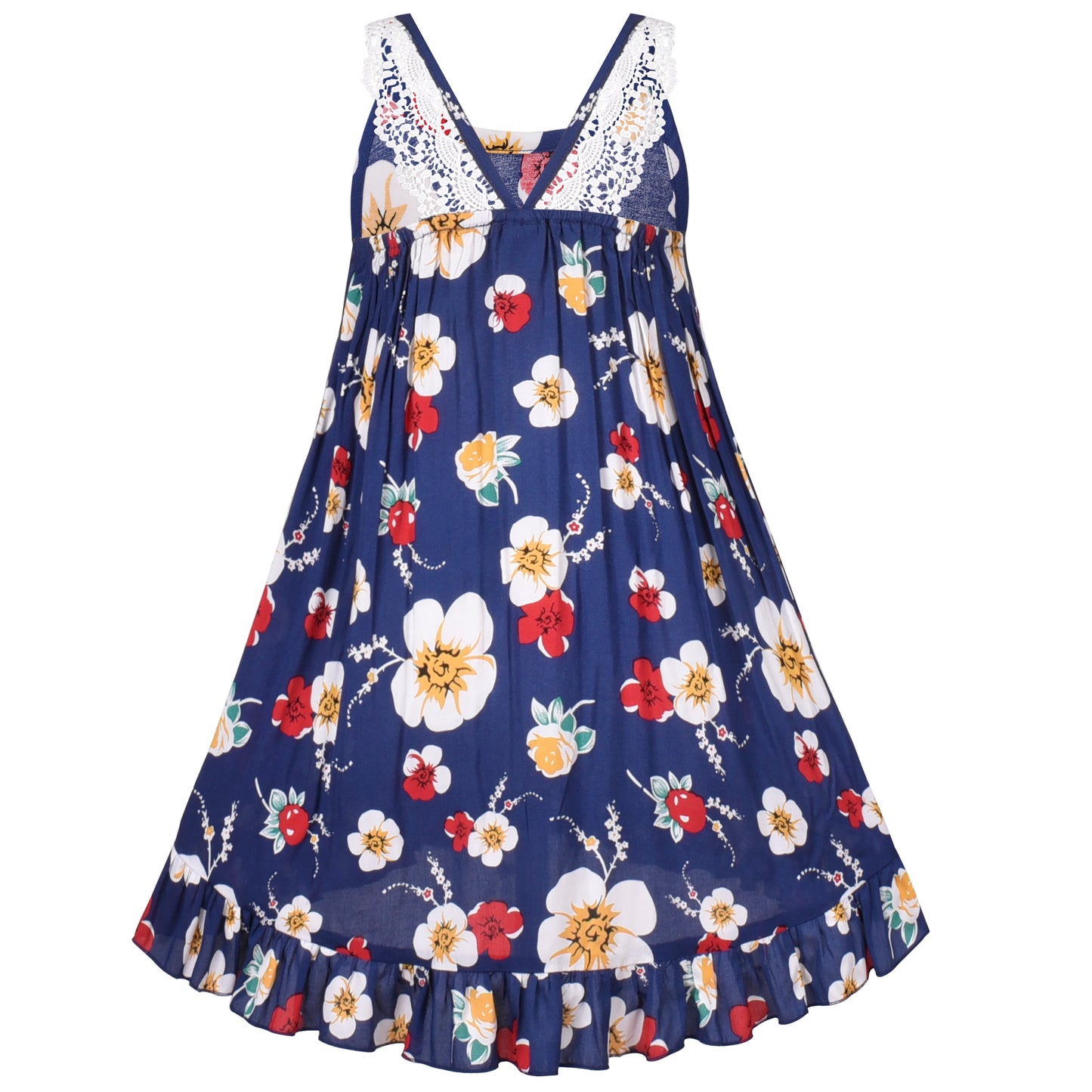 Girls Dress Rainbow Smocked Halter Size 2-10 Years