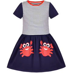 Girls Dress Cotton Unicorn Sequin Short Sleeve Casual Size 3-12 Years