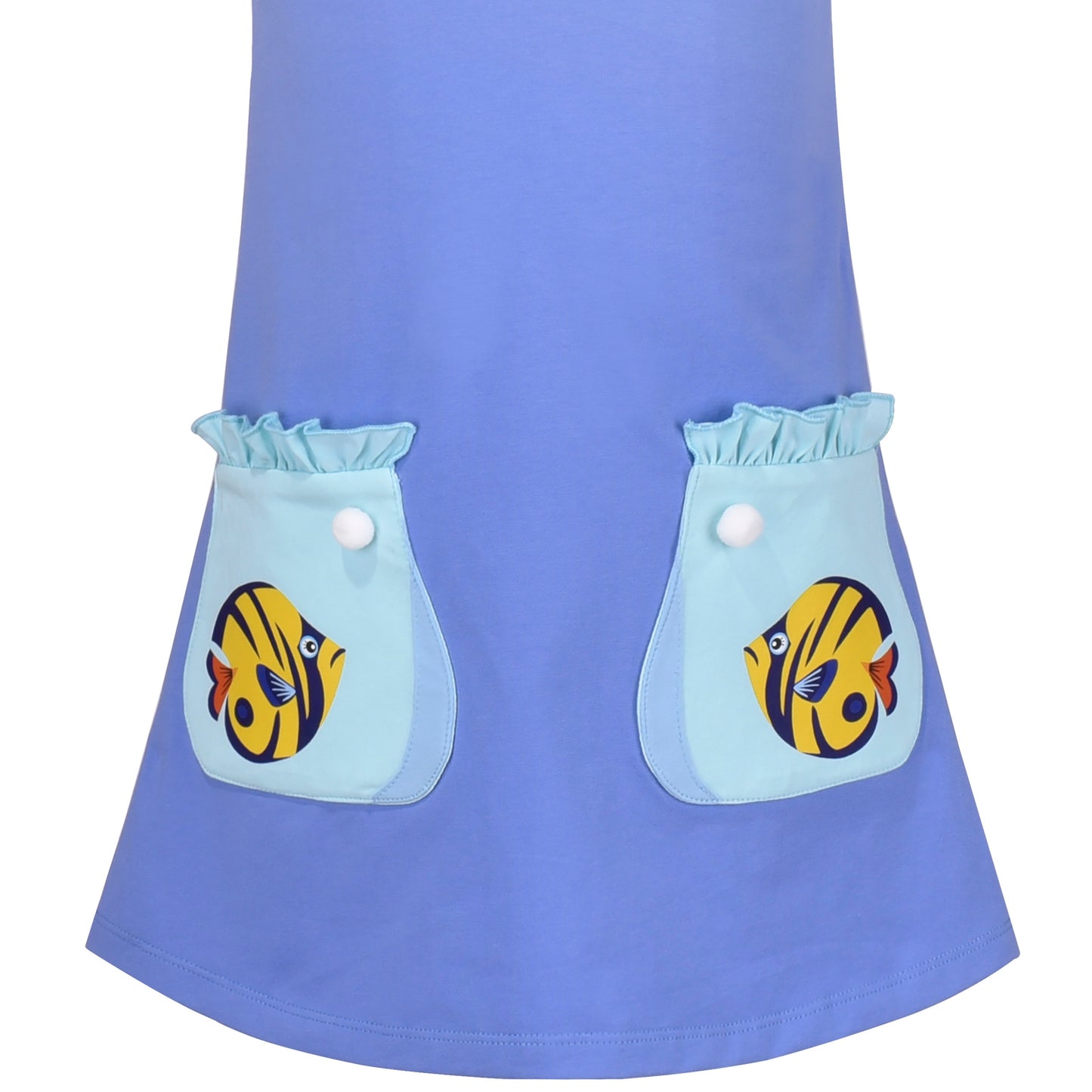 Girls Dress Flower Embroidered Stripe Short Sleeve Size 2-12 Years