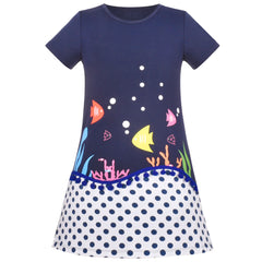 Girls Dress T-shirt Cotton Bird Embroidered Short Sleeve Size 2-8 Years