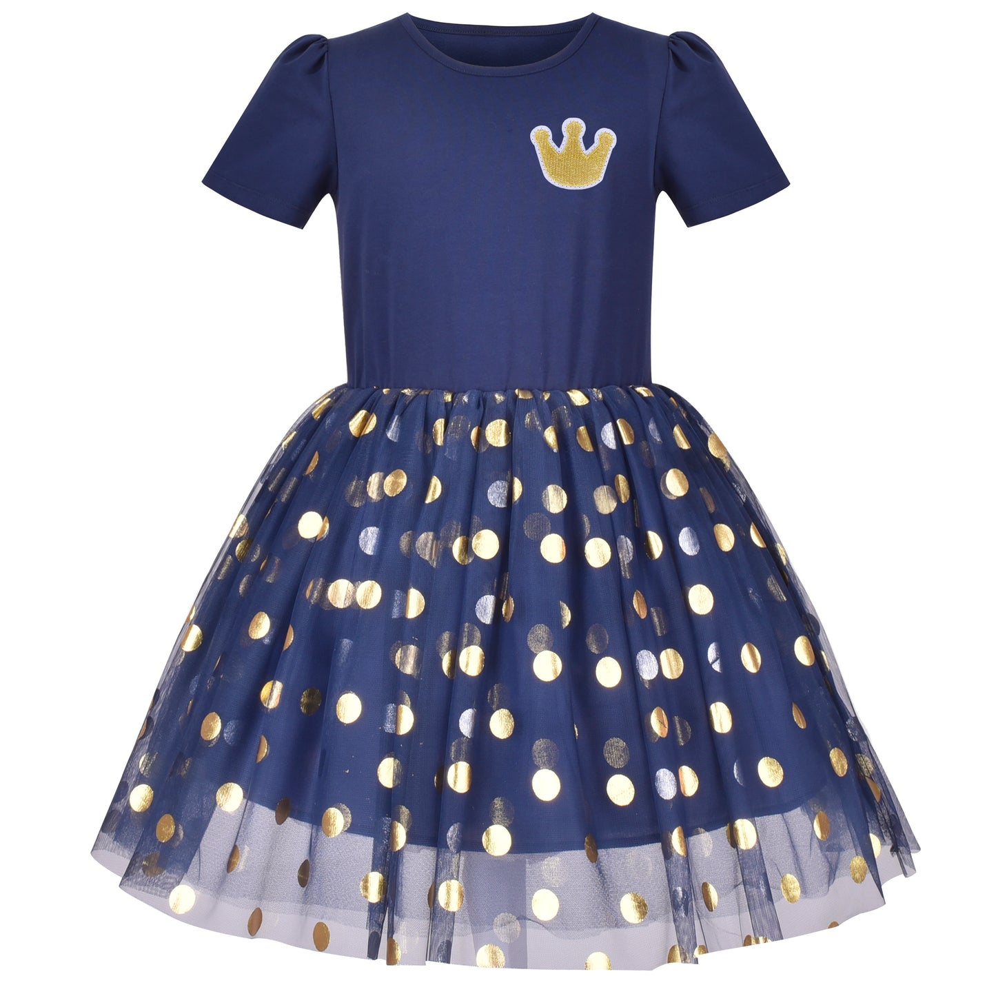 Girls Dress Short Sleeve Rainbow Tulle Skirt Birthday Party Size 4-10 Years