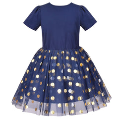 Girls Dress Short Sleeve Rainbow Tulle Skirt Birthday Party Size 4-10 Years