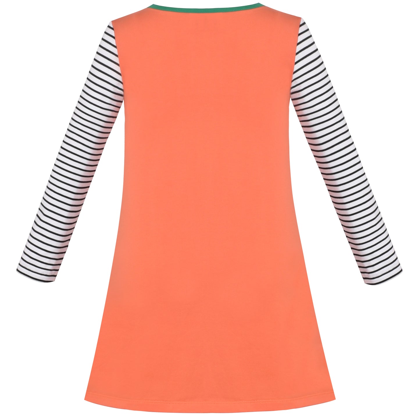 Girls Dress Long Sleeve Daisy Flower Striped Casual Cotton Size 3-12 Years