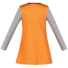 Girls Dress Long Sleeve Daisy Flower Striped Casual Cotton Size 3-12 Years