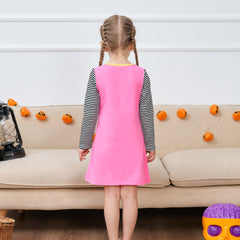 Girls Dress Long Sleeve Daisy Flower Striped Casual Cotton Size 3-12 Years