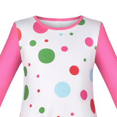 Girls Dress Long Sleeve Daisy Flower Striped Casual Cotton Size 3-12 Years