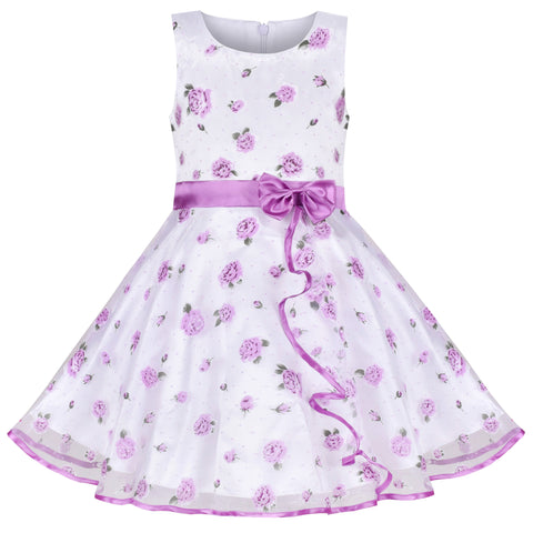 3 Layers Girls Dress flower Wave Pageant Bridesmaid Size 4-12 Years
