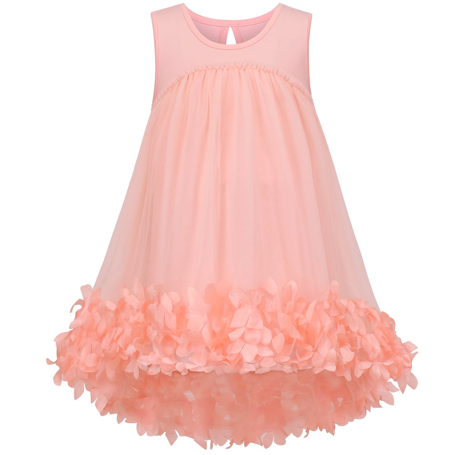 Sunny Fashion Girls Pink 3D Floral Tulle Dress with Crossbody Flower Bag