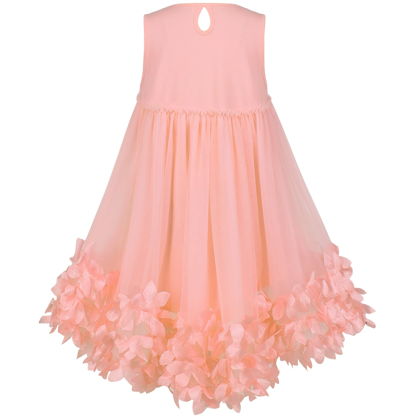 Sunny Fashion Girls Pink 3D Floral Tulle Dress with Crossbody Flower Bag