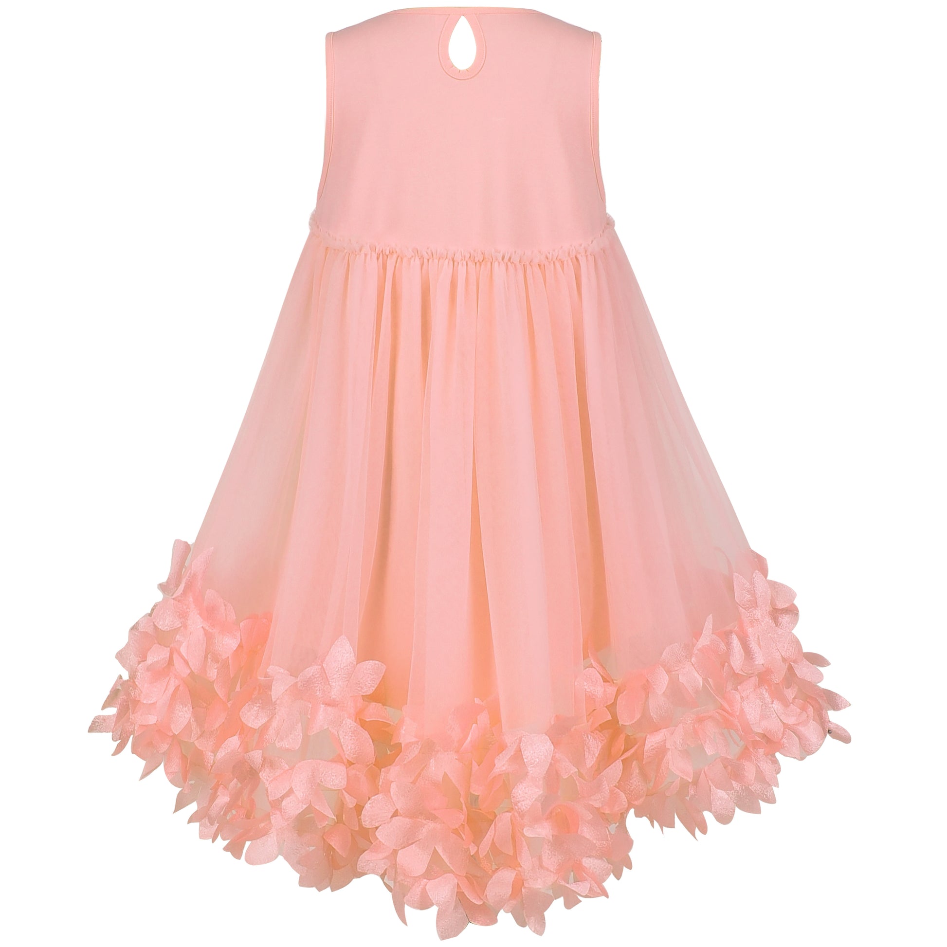 open lace back dress Sunny Fashion Girls Pink 3D Floral Tulle Dress with Crossbody Flower B
