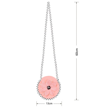 Sunny Fashion Girls Pink 3D Floral Tulle Dress with Crossbody Flower Bag