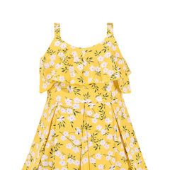 Girls Dress Leaf Sleeveless Summer Party Size 6-14 Years