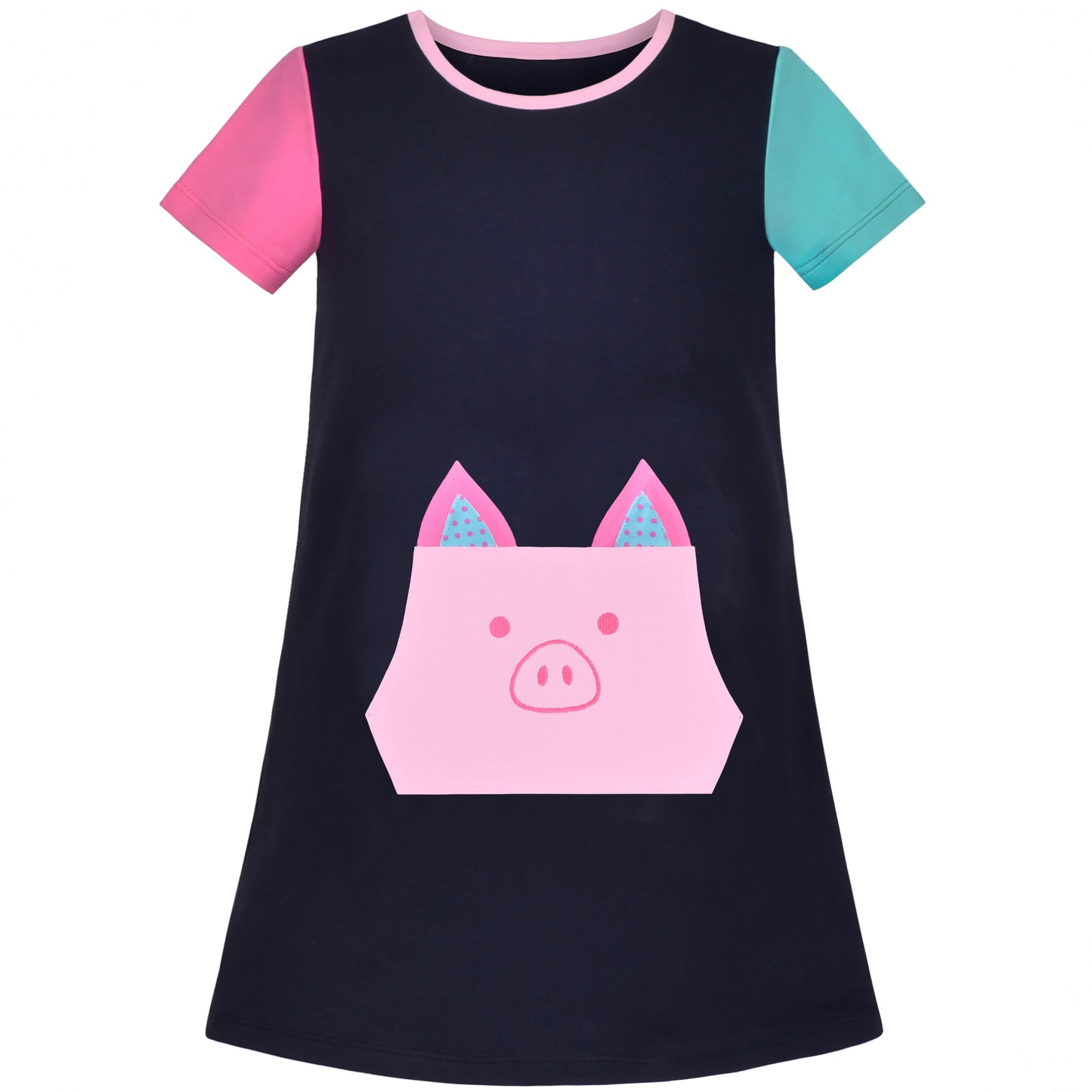 Girls Dress T-shirt Cotton Bird Embroidered Short Sleeve Size 2-8 Years