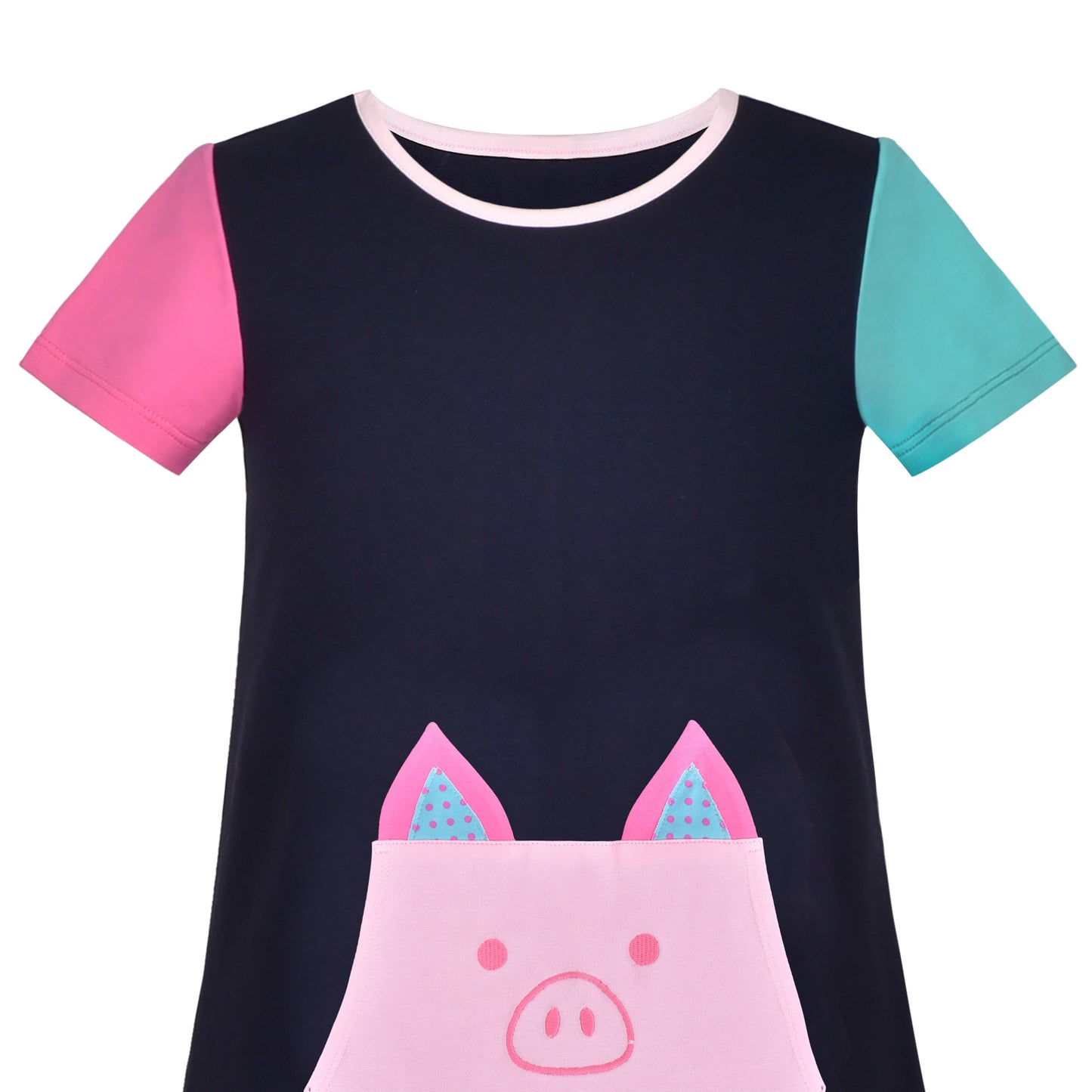Girls Dress T-shirt Cotton Bird Embroidered Short Sleeve Size 2-8 Years