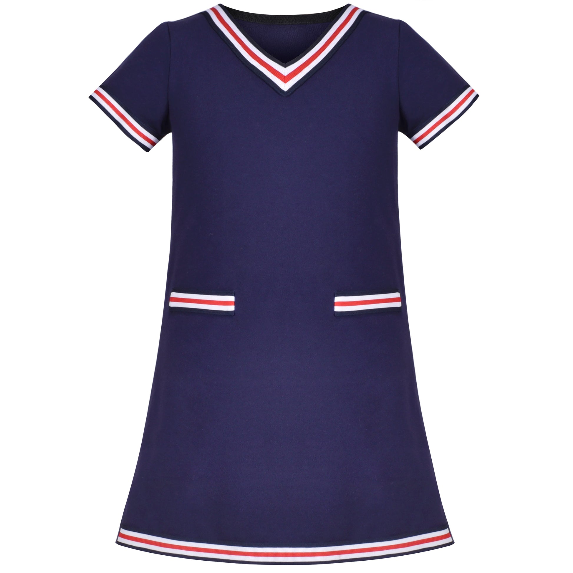 Girls Dress Back School Uniform Navy Collar Tie Short Sleeve Sunny Fashion Girls Dress Back School Uniform Navy Collar Tie Short Sleeve Sunny Fashion