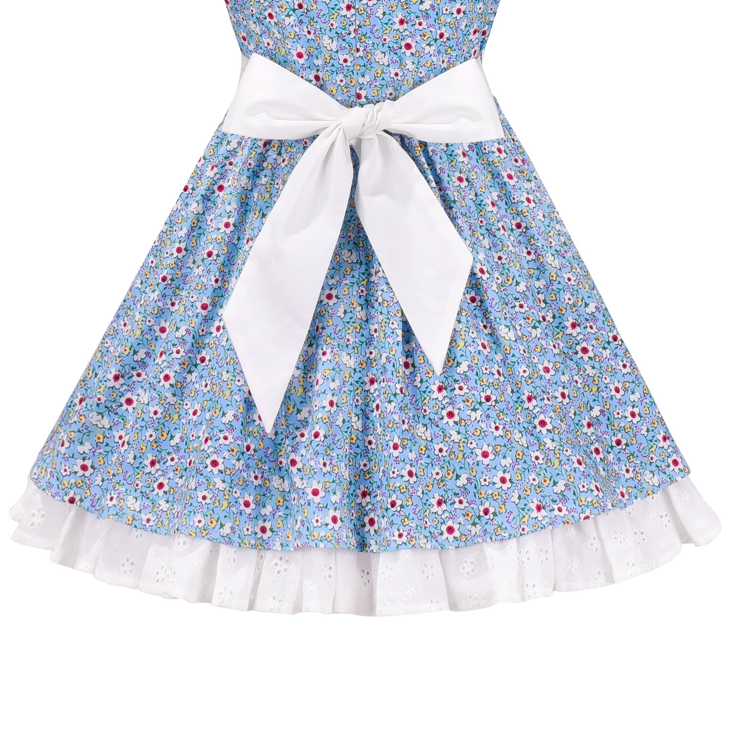 Girls Dress Polka Dot Overlap Design With Trim Size 3-14 Years