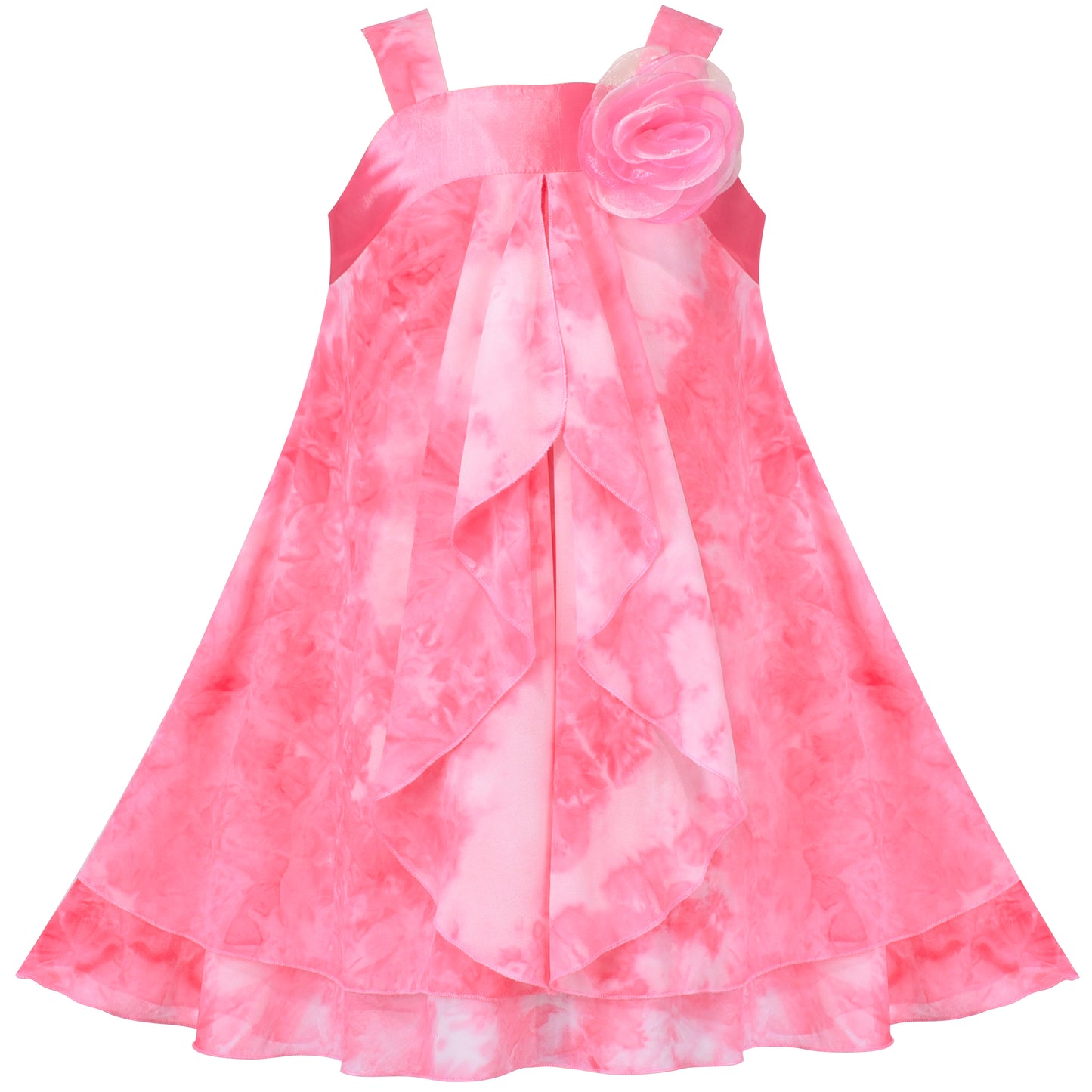 Girls Dress Sleeveless Halter Flower Multi Layer Chiffon Size 3-14 Years