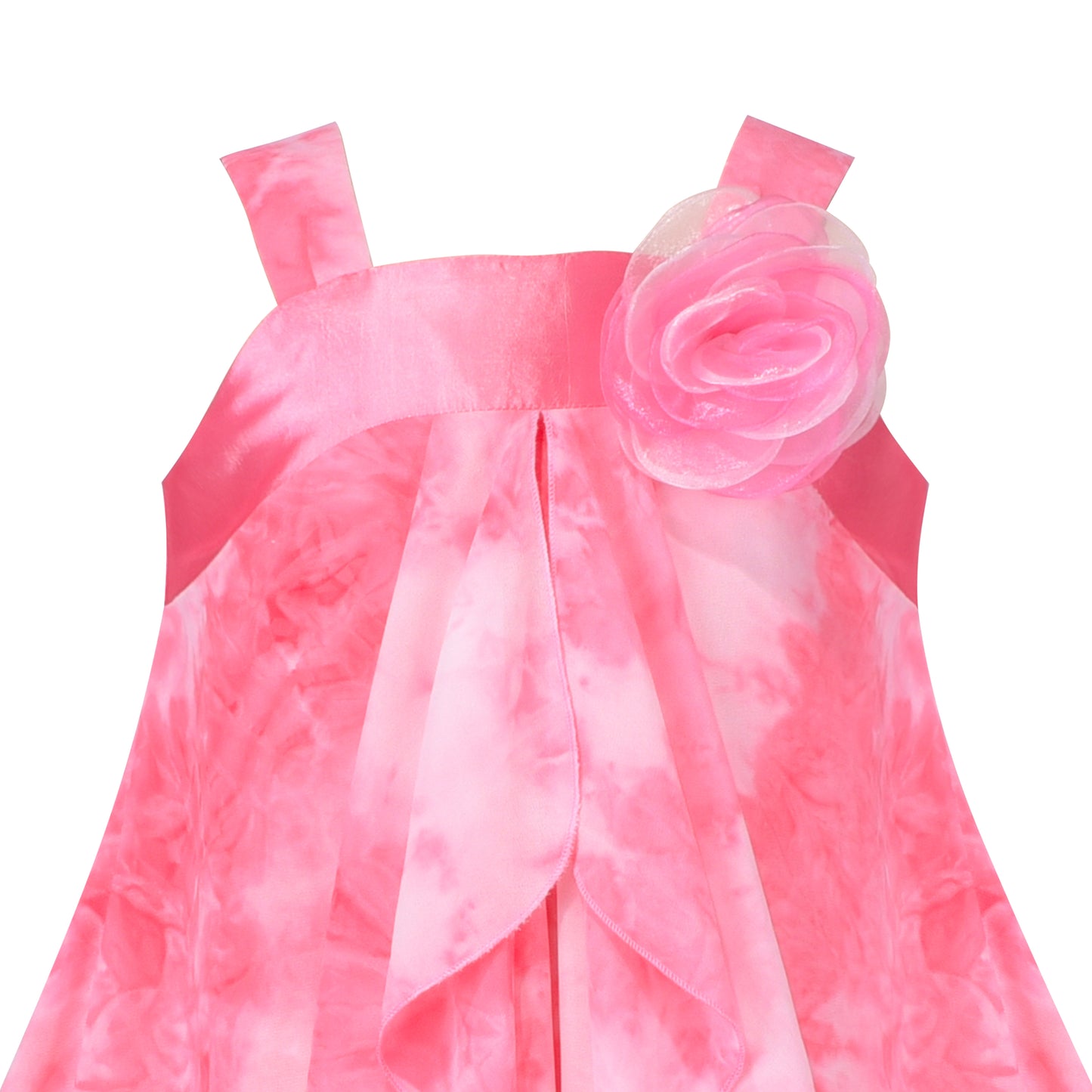 Girls Dress Sleeveless Halter Flower Multi Layer Chiffon Size 3-14 Years