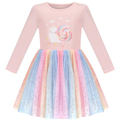Girls Dress Long Sleeve Christmas Owl Sparkling Sequin Tulle Size 3-14 Years