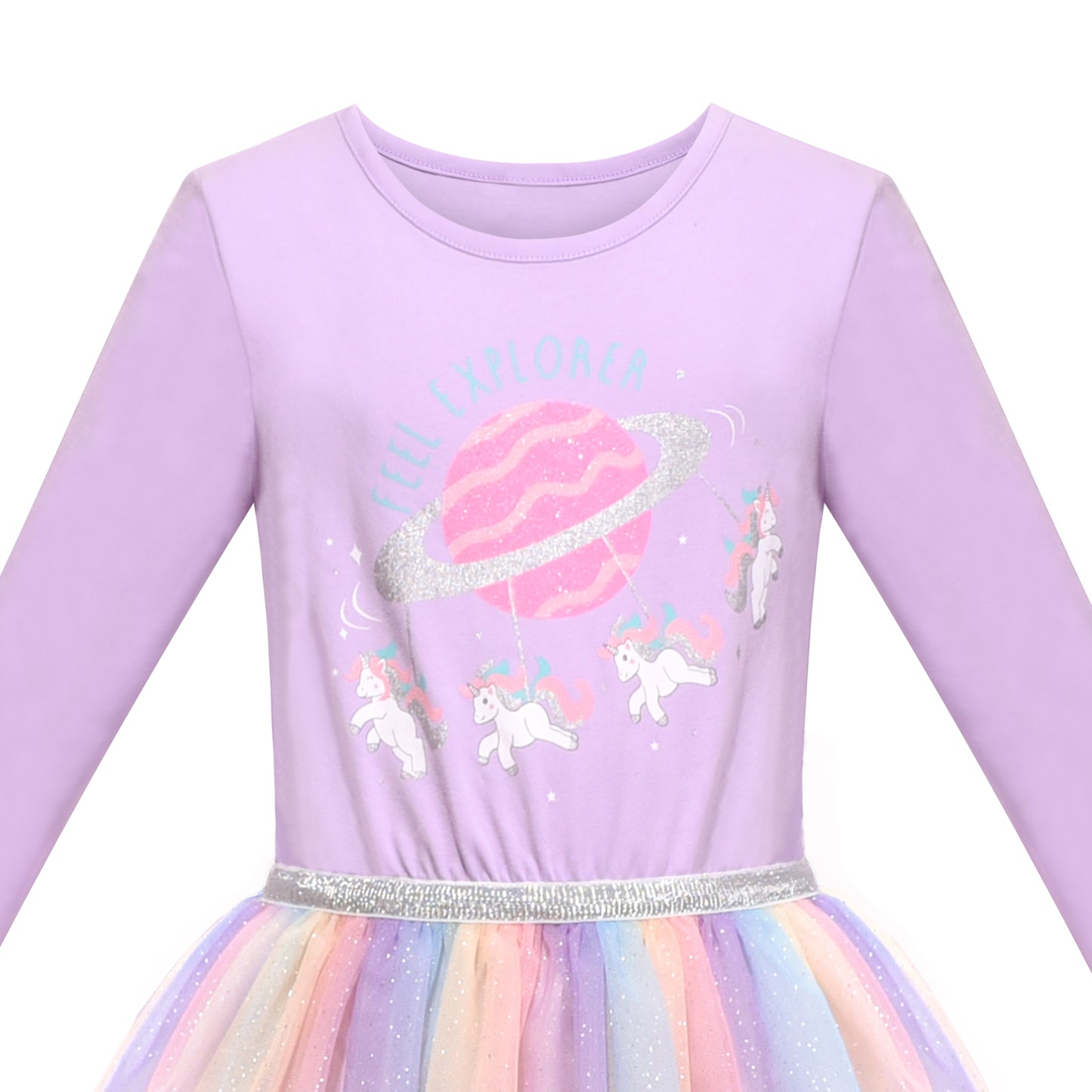 Girls Dress Long Sleeve Christmas Owl Sparkling Sequin Tulle Size 3-14 Years