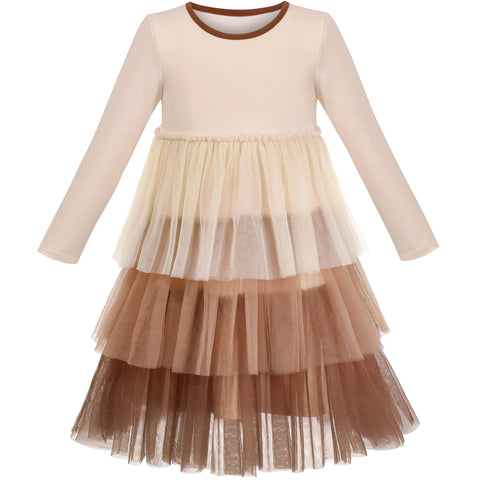 Girls Dress Long Sleeve Christmas Owl Sparkling Sequin Tulle Size 3-14 Years