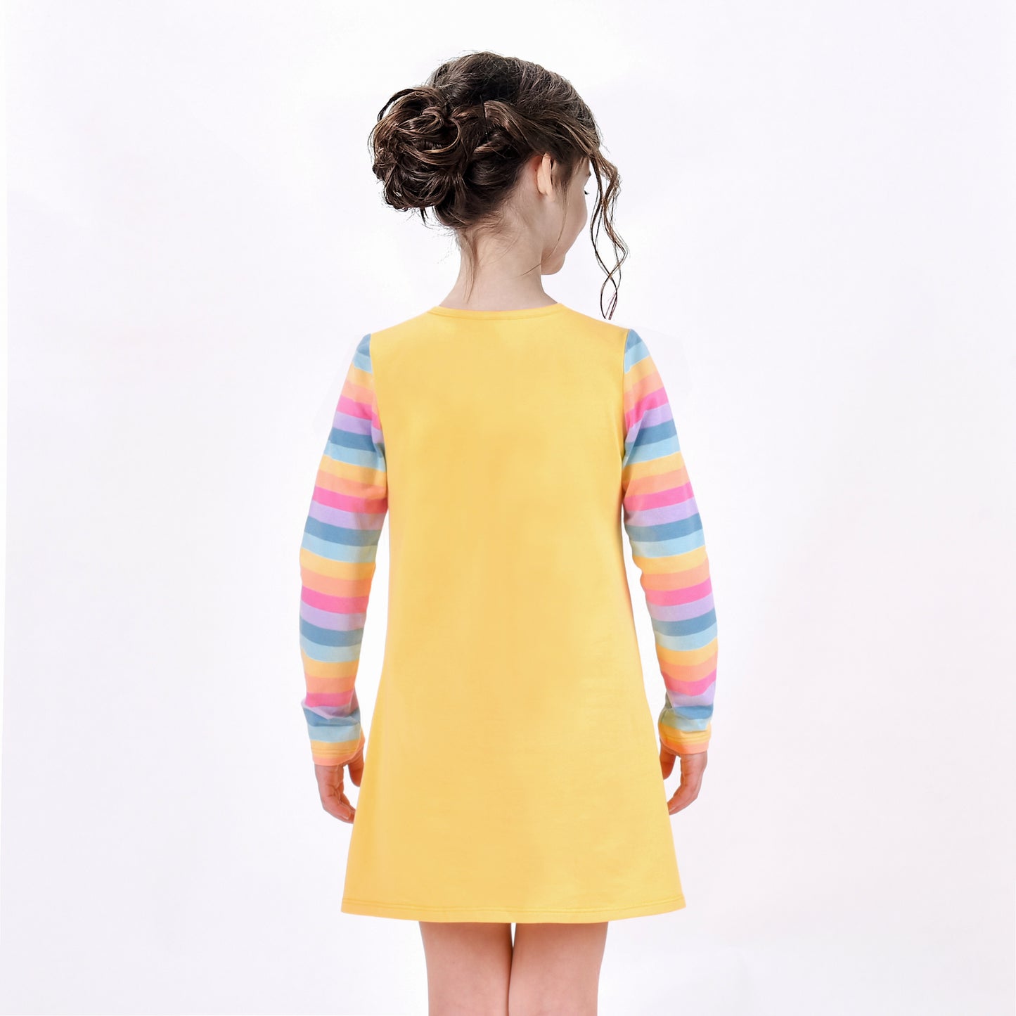 Girls Dress Long Sleeve Daisy Flower Striped Casual Cotton Size 3-12 Years