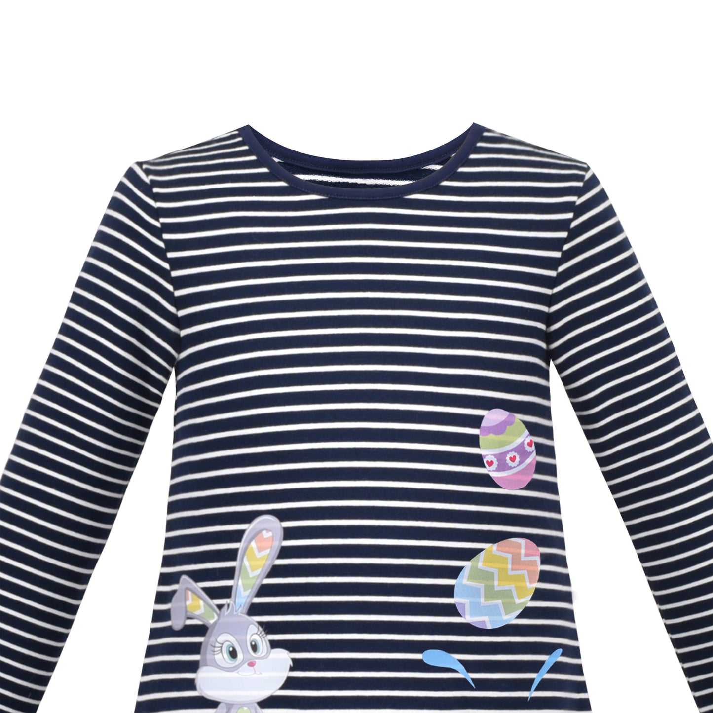 Girls Dress Long Sleeve Daisy Flower Striped Casual Cotton Size 3-12 Years