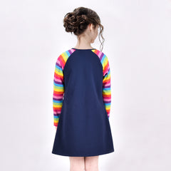 Girls Casual Dress Cotton Long Sleeve Kite Cloud Embroidered Size 2-8 Years
