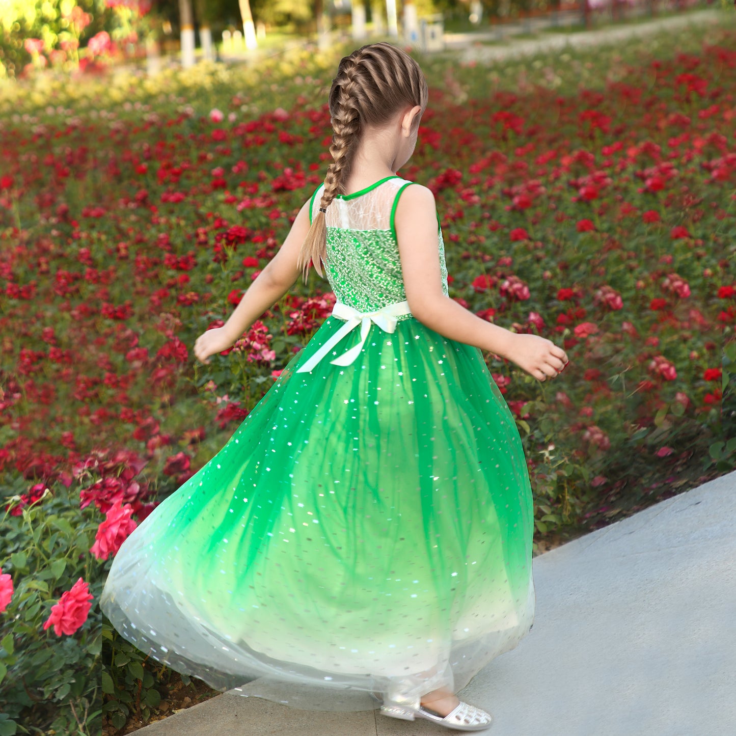 Girls Dress Flower Lace Top Burgundy Gradient Skirt Sleeveless Size 6-14 Years
