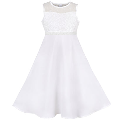 Girls Dress Rhinestone Chiffon Bridesmaid Dance Ball Maxi Gown Size 6-14 Years