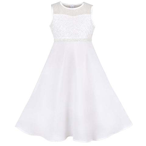 Girls Dress Rhinestone Chiffon Bridesmaid Dance Ball Maxi Gown Size 6-14 Years