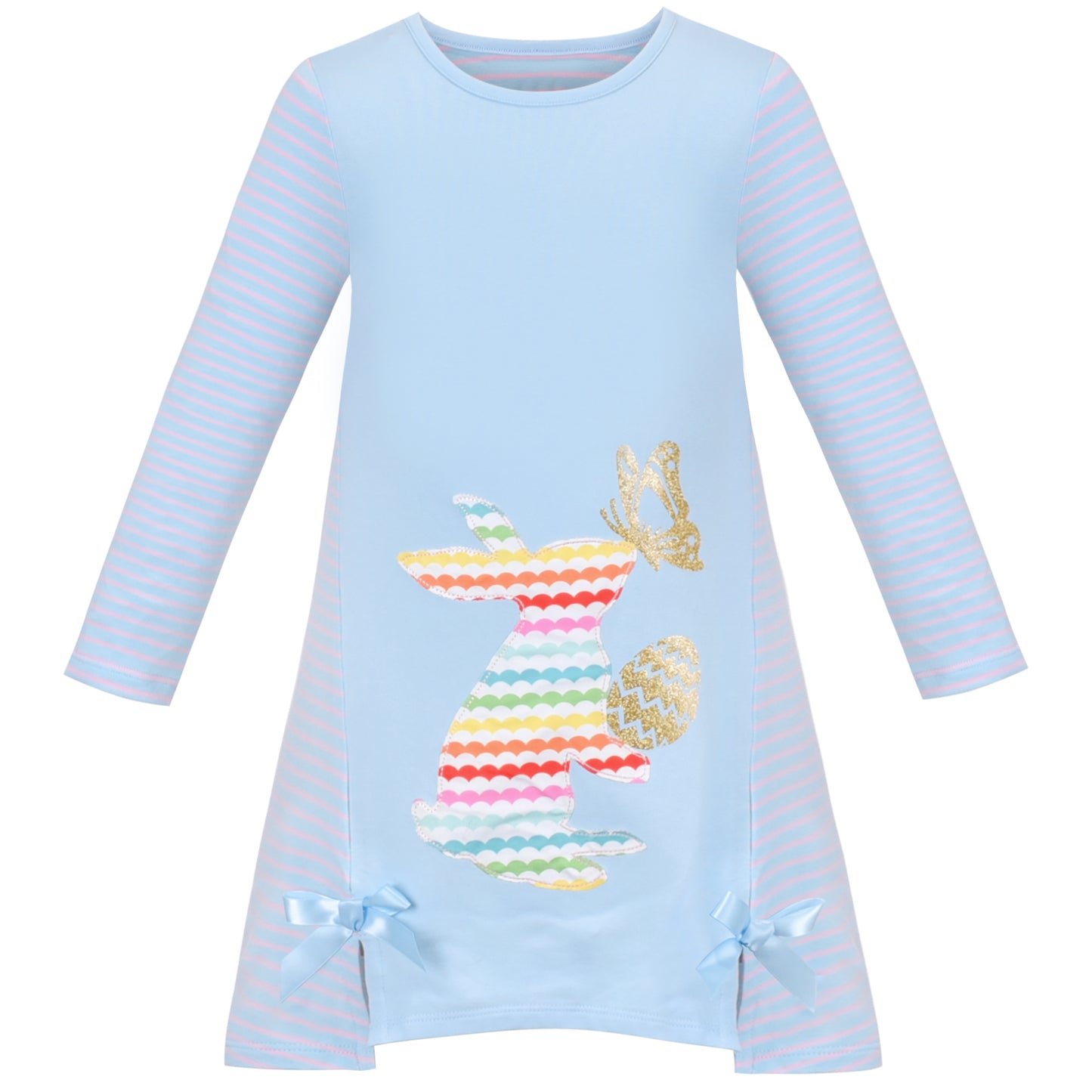 Girls Dress Colorful Daisy Flower Rainbow Long Sleeve Cotton Size 3-12 Years