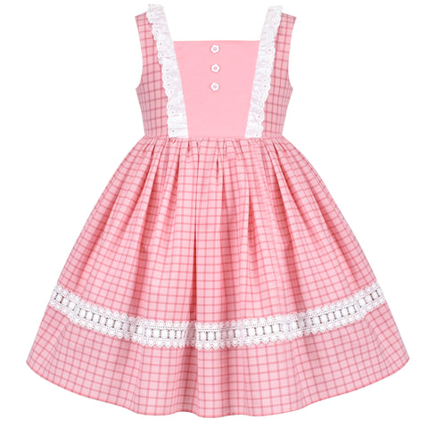 Girls Dress Polka Dot Overlap Design With Trim Size 3-14 Years