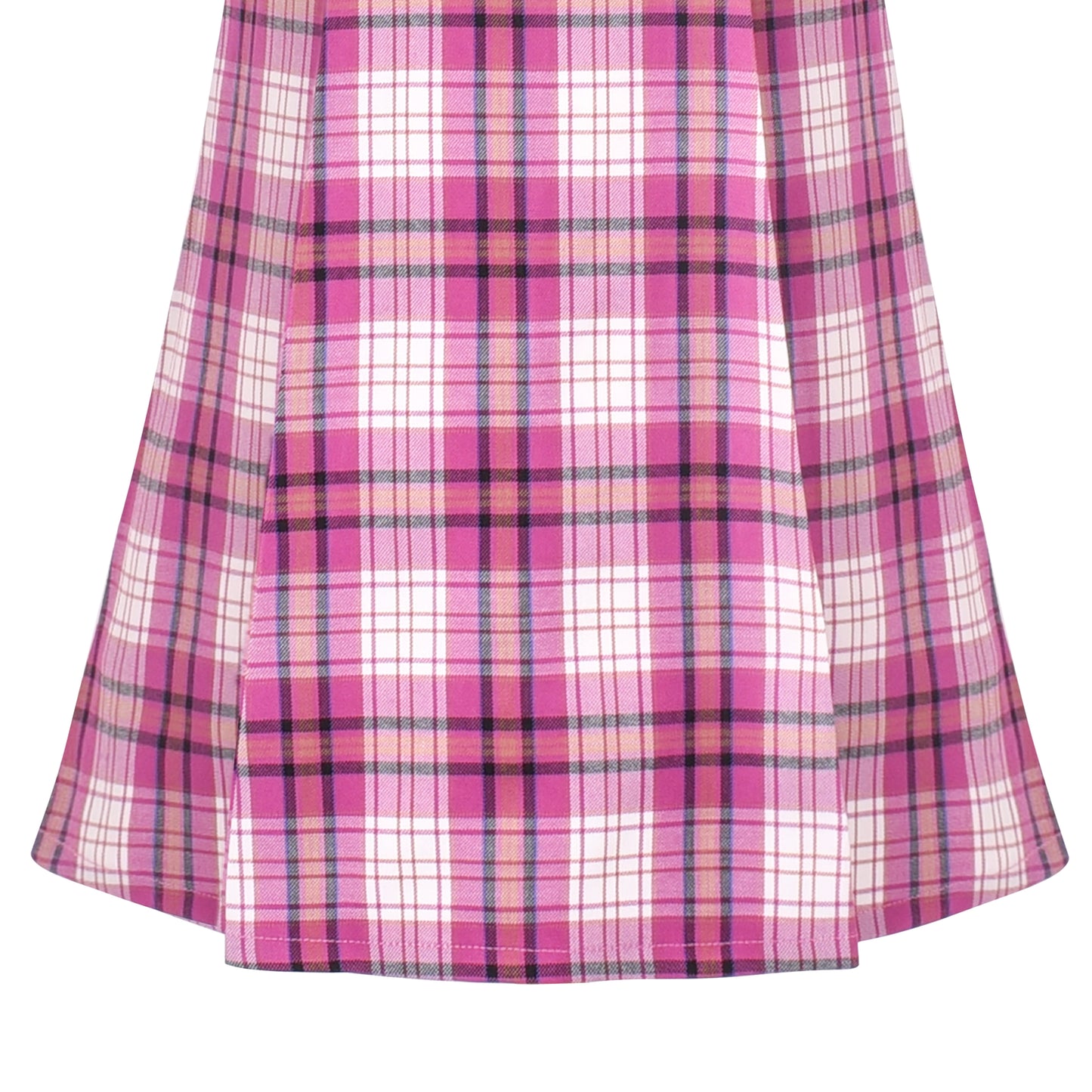 Sunny Fashion Girls Pink Plaid A-Line Dress with Bow Tie Collar