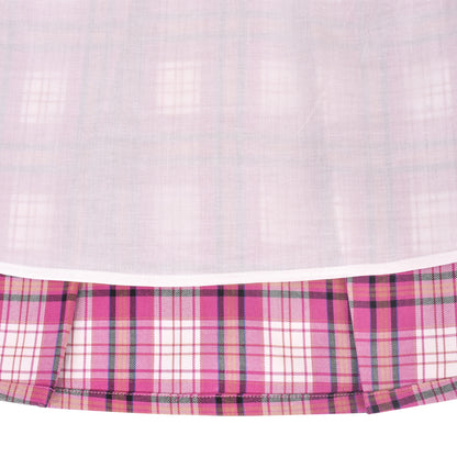 Sunny Fashion Girls Pink Plaid A-Line Dress with Bow Tie Collar