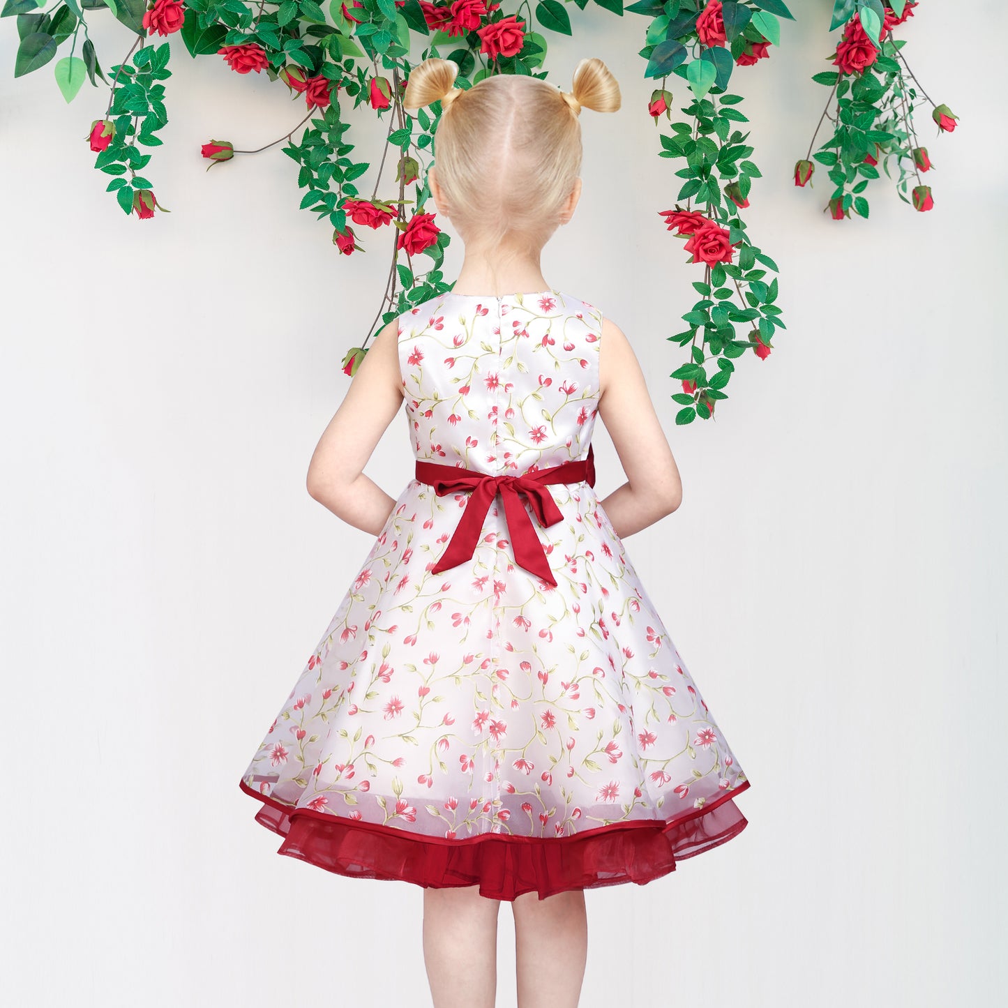 3 Layers Girls Dress flower Wave Pageant Bridesmaid Size 4-12 Years