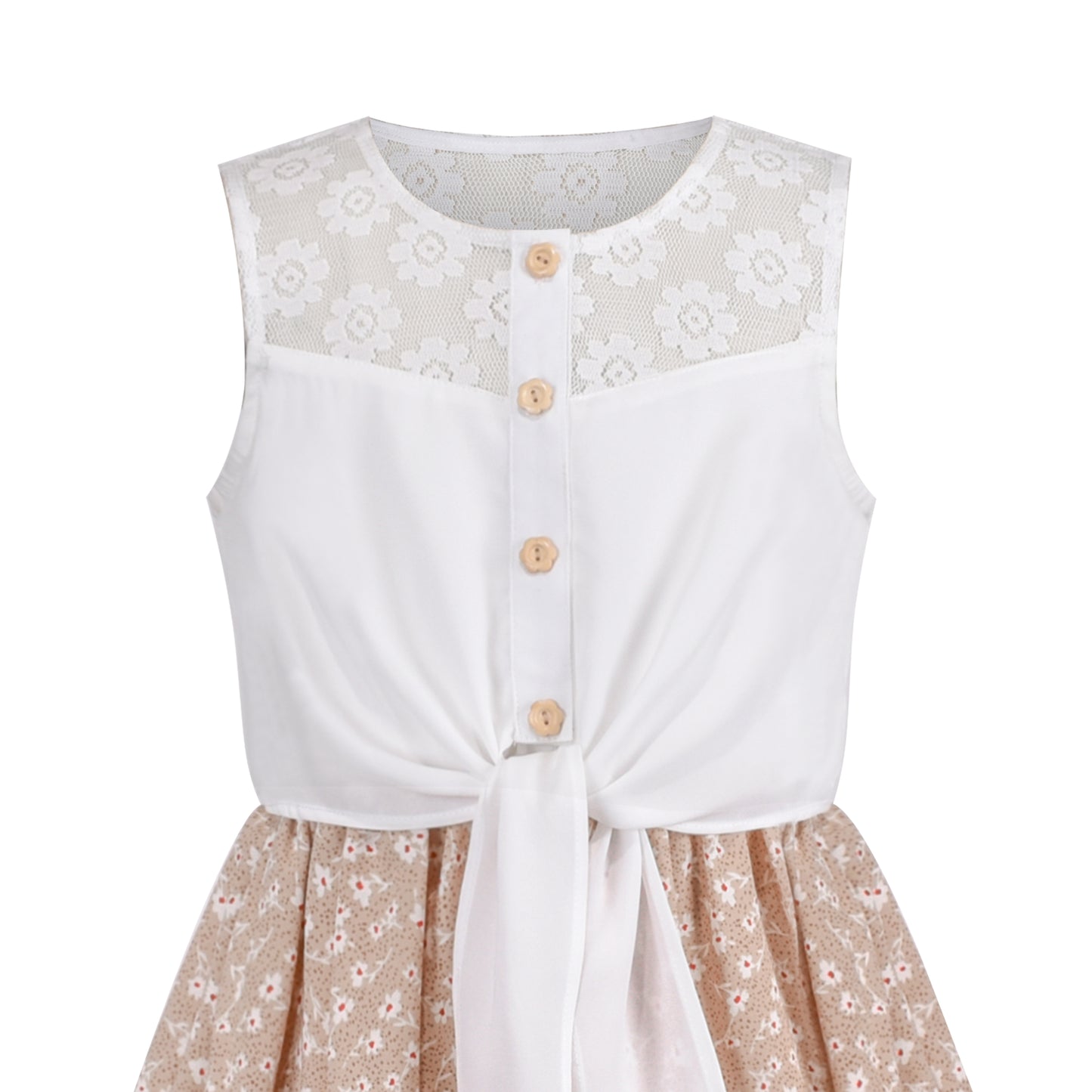 Girls Dress Chiffon Floral High-Low Tie Waist Party Princess Size 7-14 Years