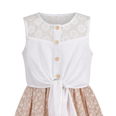 Girls Dress Chiffon Floral High-Low Tie Waist Party Princess Size 7-14 Years