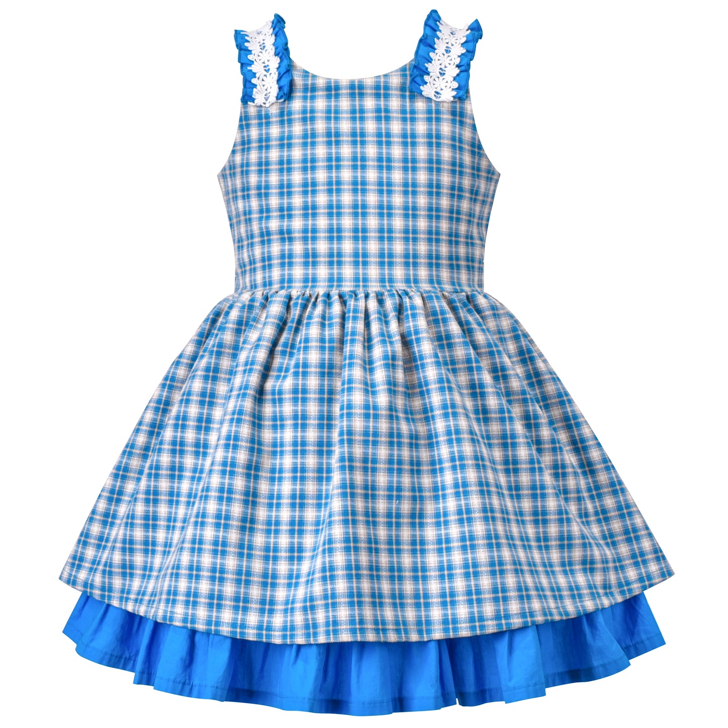 Girls Dress Polka Dot Overlap Design With Trim Size 3-14 Years